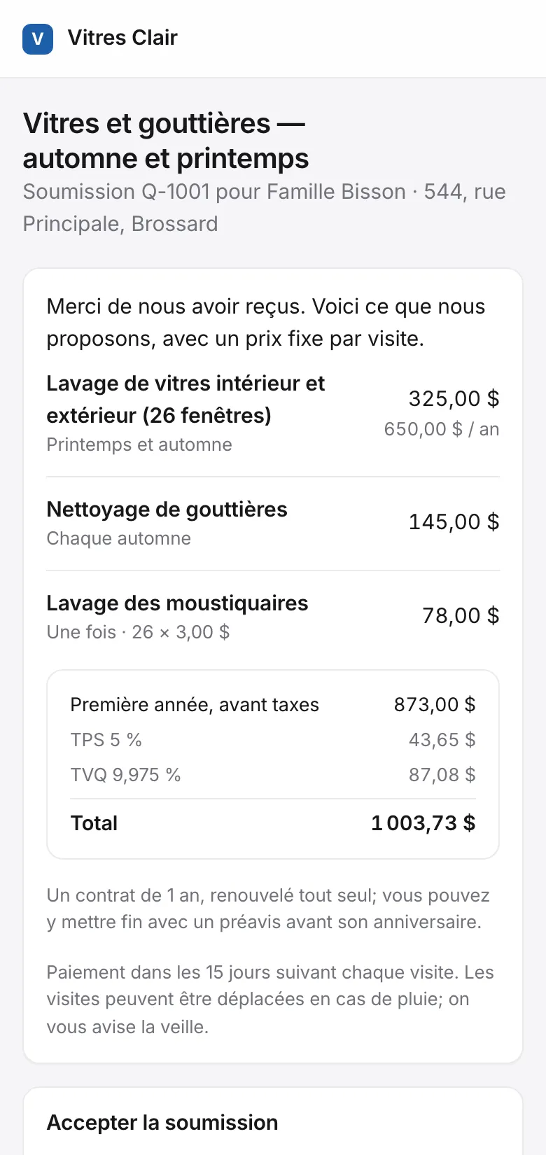 Soumission signée en ligne