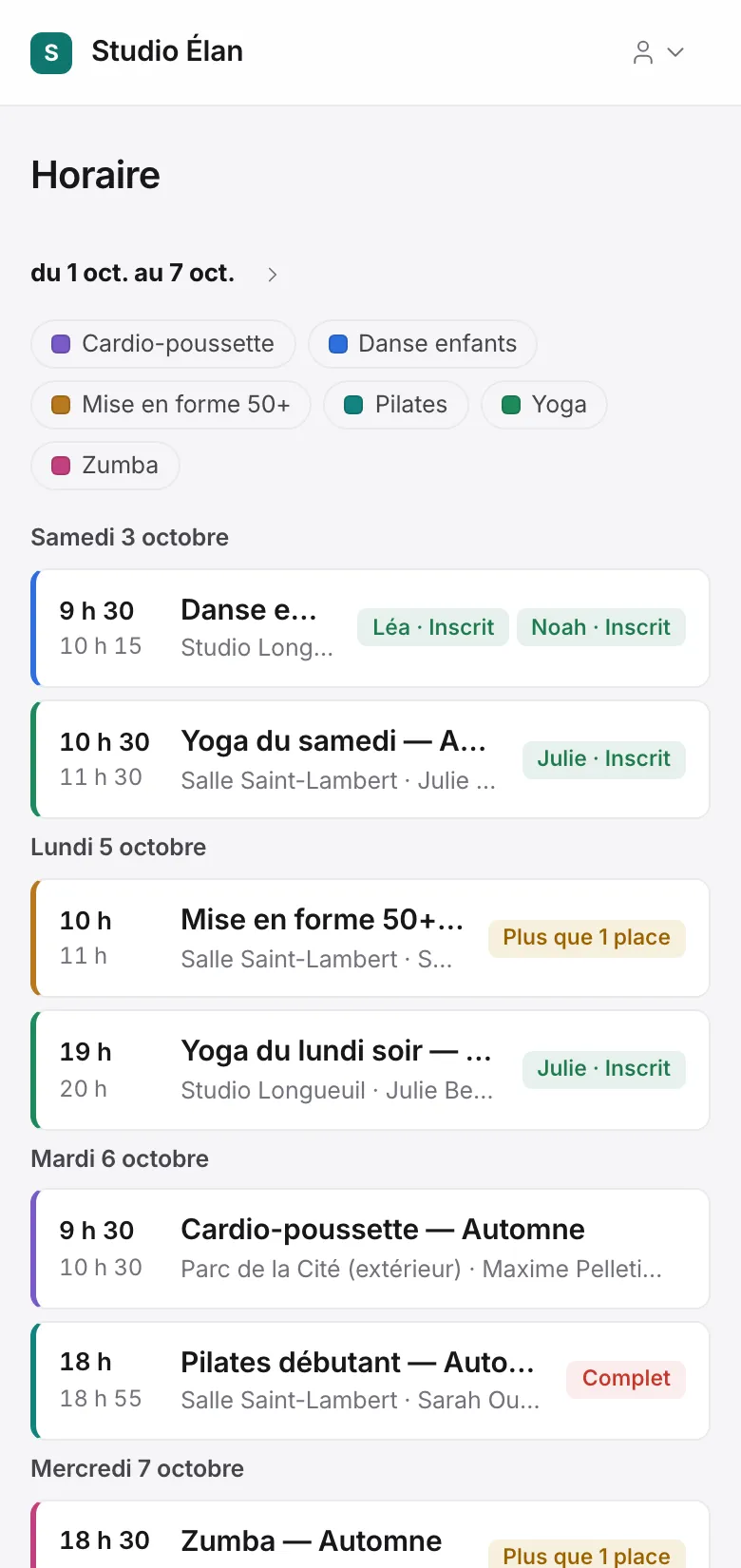 Réservations des membres