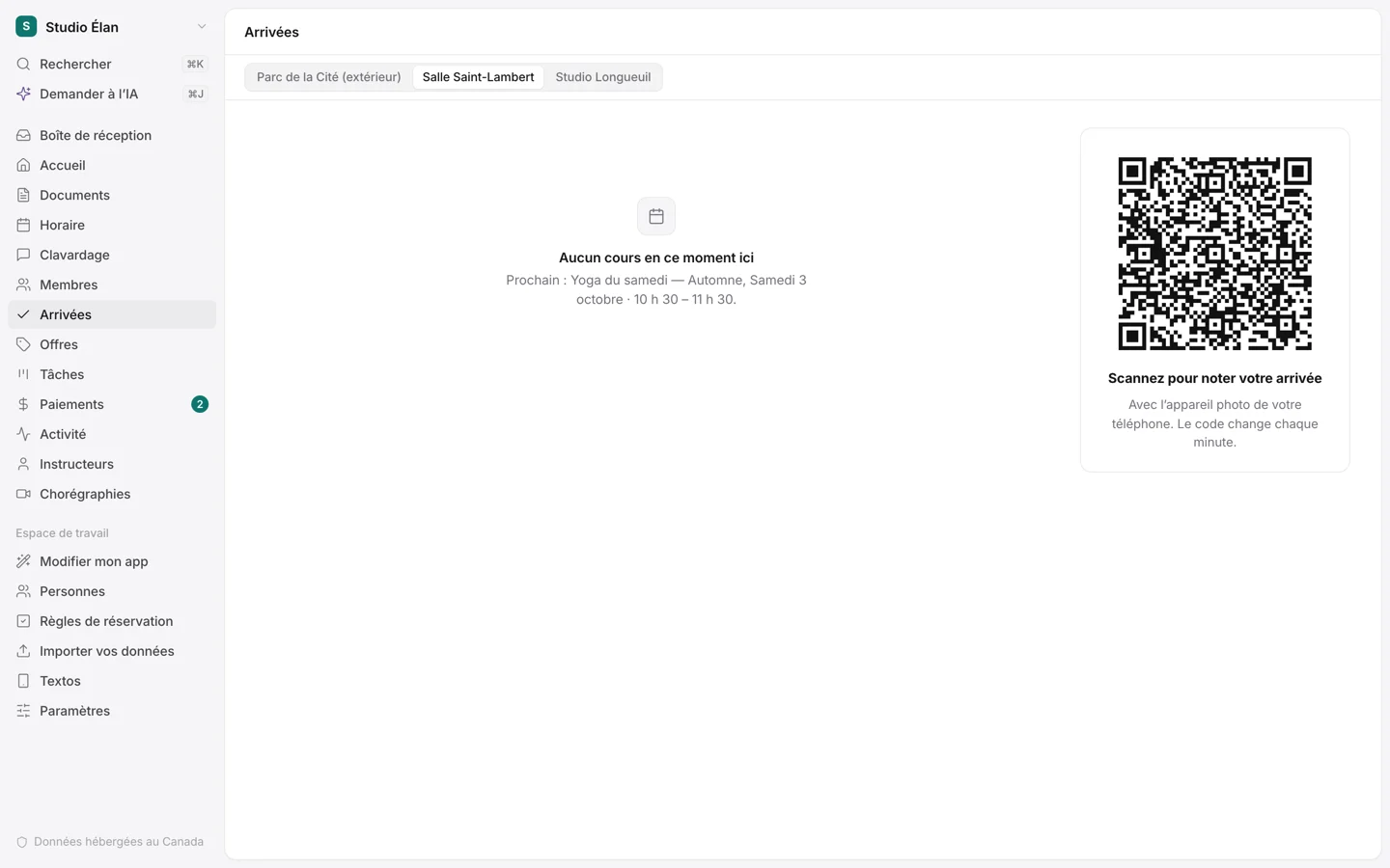 Arrivées par code QR